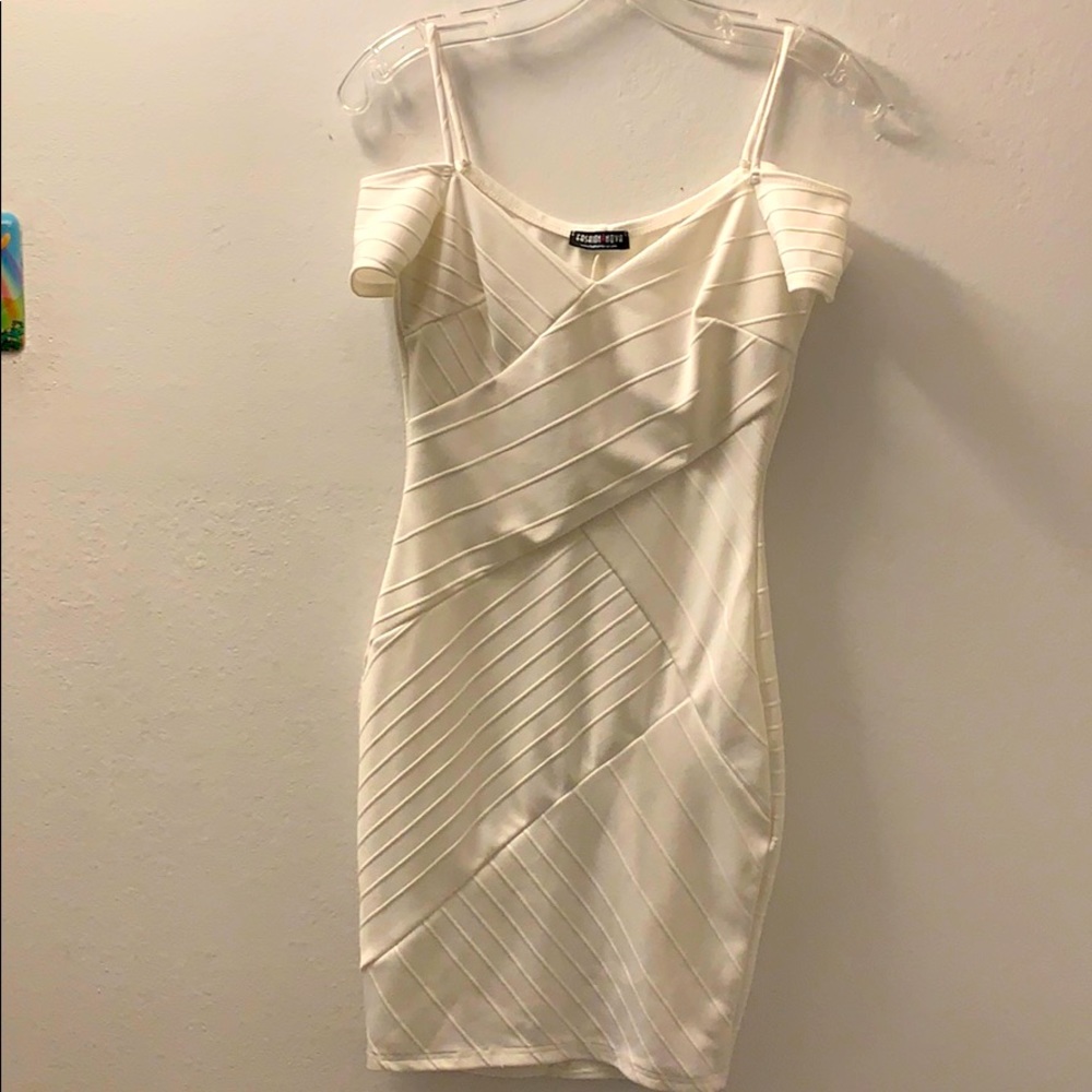 White Off the Shoulder Bandage Dress